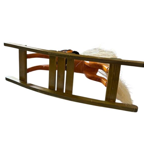 Vintage Folk Art Handcrafted / Handpainted Wooden Rocking Horse 17” X 11” - Picture 5 of 9